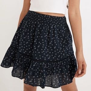 Smock-Waist Ruffle Mini Skirt in Bandana Flower